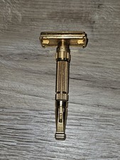 RARE VINTAGE 1958 GILLETTE GOLD PLATE ADJUSTABLE 1-9 TOGGLE D-1 SAFETY RAZOR