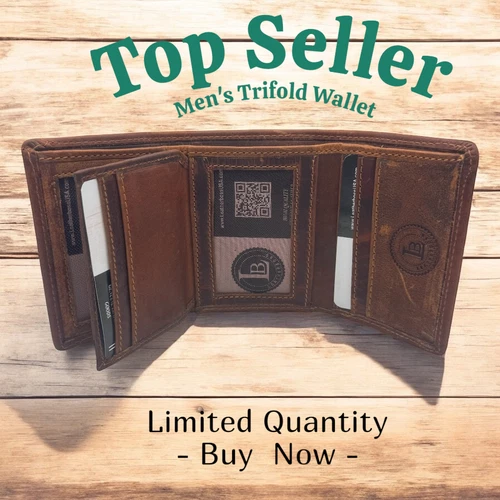 Leatherboss Mens RFID Blocking Hunter Leather Credit Card ID Trifold Wallet