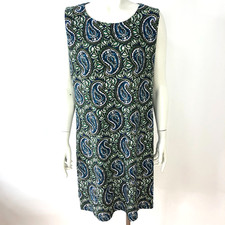 Tommy Hilfiger 16 Sheath Mini Above Knee Dress Paisley All Over Print Green