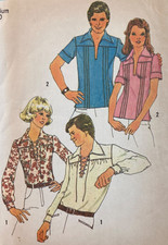 Simplicity Sewing Pattern 6957 Mens Laced Collar Shirt Size Med 38-40 Uncut FF