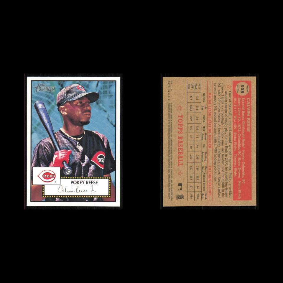 Pokey Reese #308 2001 Topps Heritage Cincinnati Reds Baseball Card MLB NM - Image 3 of 3