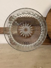 Vintage Arcoroc France Clear Glass Starburst Diamond Pattern Serving Bowl 9X4.25