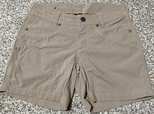 Kuhl Hiking Shorts Women's Size 4 Khaki  Vintage Patina Dye Cotton Nylon Blend