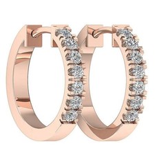 VS1 E 0.70 Carat Genuine Diamond Hoops Earrings 14K Rose Gold Prong Set 0.70Inch