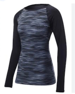 TYR Shirt SWLAR7A Arvada Belize Rashguard 50+ SPV Black Gray Womens Raglan NWOT