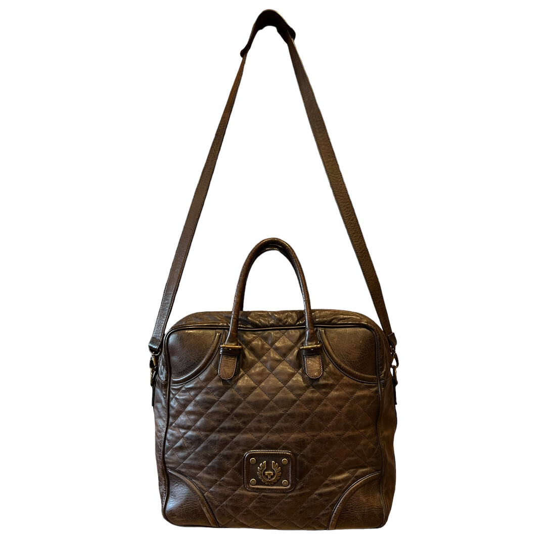 Authentic Belstaff MEN’S LARGE SQUARE Blackbrown Leather Shoulder Bag Rare image 3