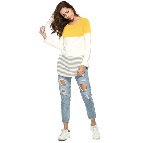 Womens Round Neck Tops Blouse Ladies Long Sleeve T Shirts Pullover - Picture 14 of 16