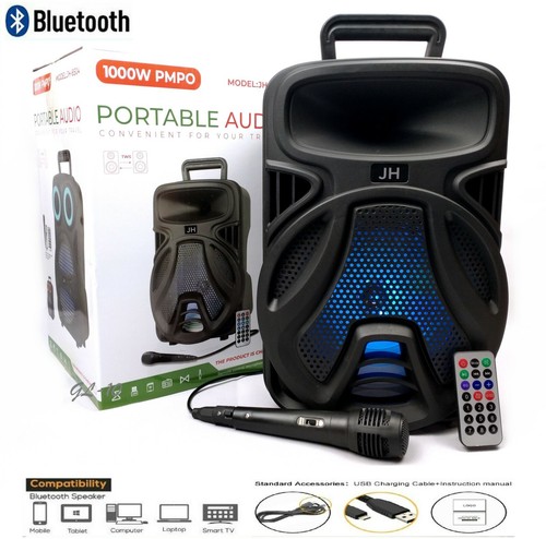 Tragbarer drahtloser Bluetooth Lautsprecher wiederaufladbare LED Party HiFi Bass USB Fernbedienung - Bild 59 von 61