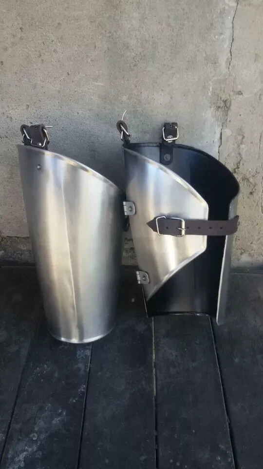 Mittelalterliche Larp Warrior Oberschenkel-Rüstung Stahl Silber - 2 Stück Thigh Armor
