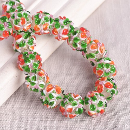 5 piezas 12 mm Hecho a mano Flor Redonda Lámpara Vidrio Dije Cuentas Sueltas Hágalo usted mismo Joyería - Imagen 20 de 23