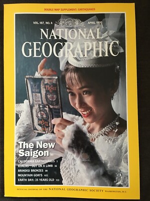 National Geographic April 1995 Earthquakes Koalas  Saigon Brindisi With Map