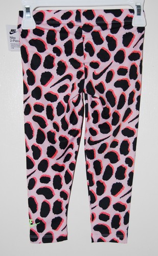 NWT Nike Little Girls Pink Foam Leopard Print 2pc SS Legging Set sz 4 5 - Picture 11 of 16