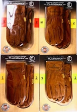 Plainsman Premium Cabretta Brown Leather Gloves Work, 2 Pairs, XL, L, M or S