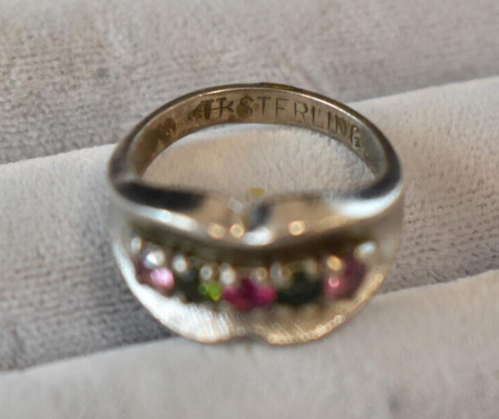 Ladies Ring Sterling Silver Simulated Ruby and Em… - image 4