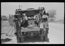 8" x 10"  1940 Photo Back of telephone lineman'ss repair truck at the Casa