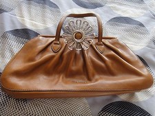 Miu Miu Women's Brown Tan 100% Leather Sunflower Clip Top Handbag Very Rare!