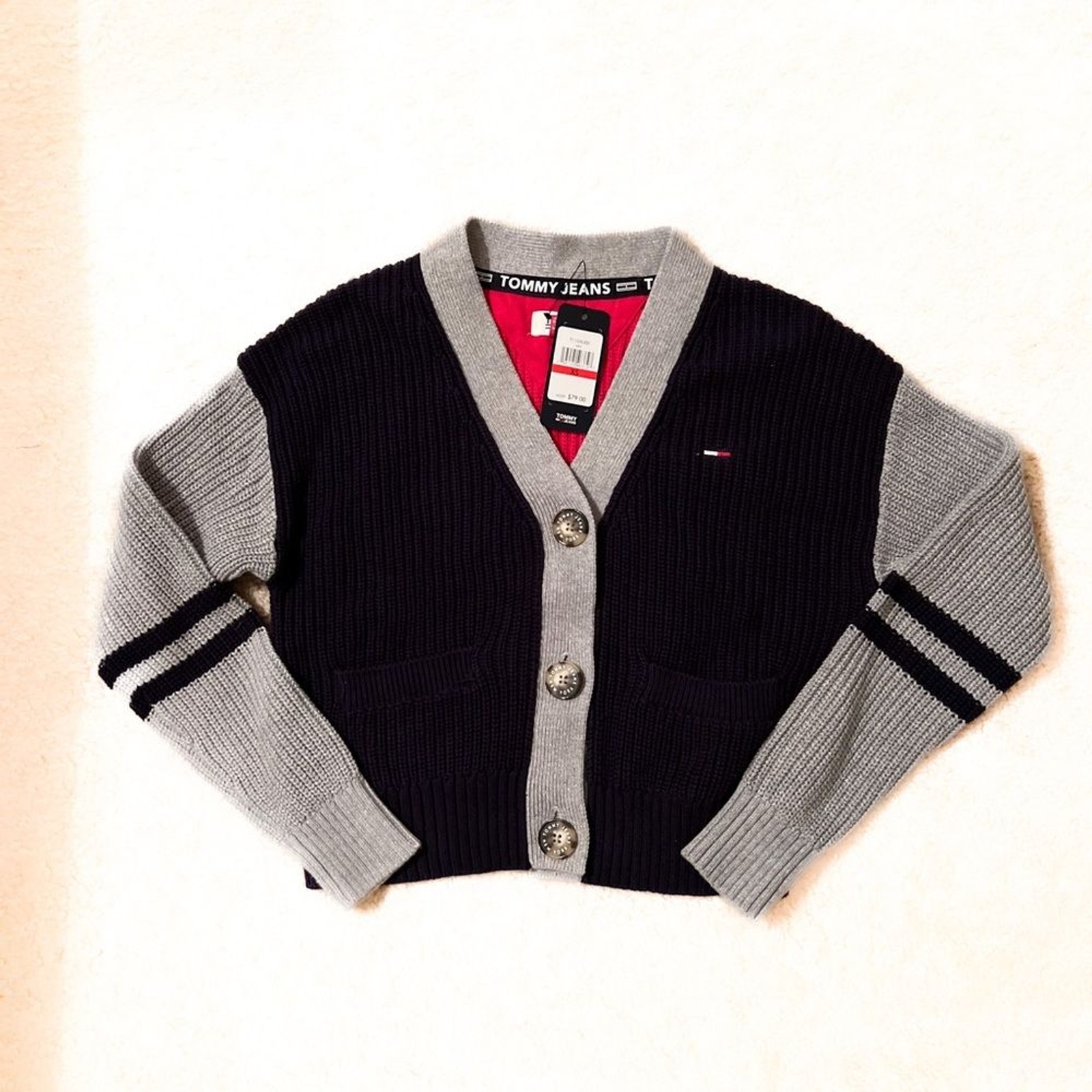 Tommy Hilfiger Jeans New York’s Women’s Cropped Color Block Cardigan, XS - NWT