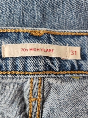 Pantalones de mezclilla azules acampanados altos Levi's Premium talla grande E 31x30 para mujer años 70 - Imagen 11 de 13