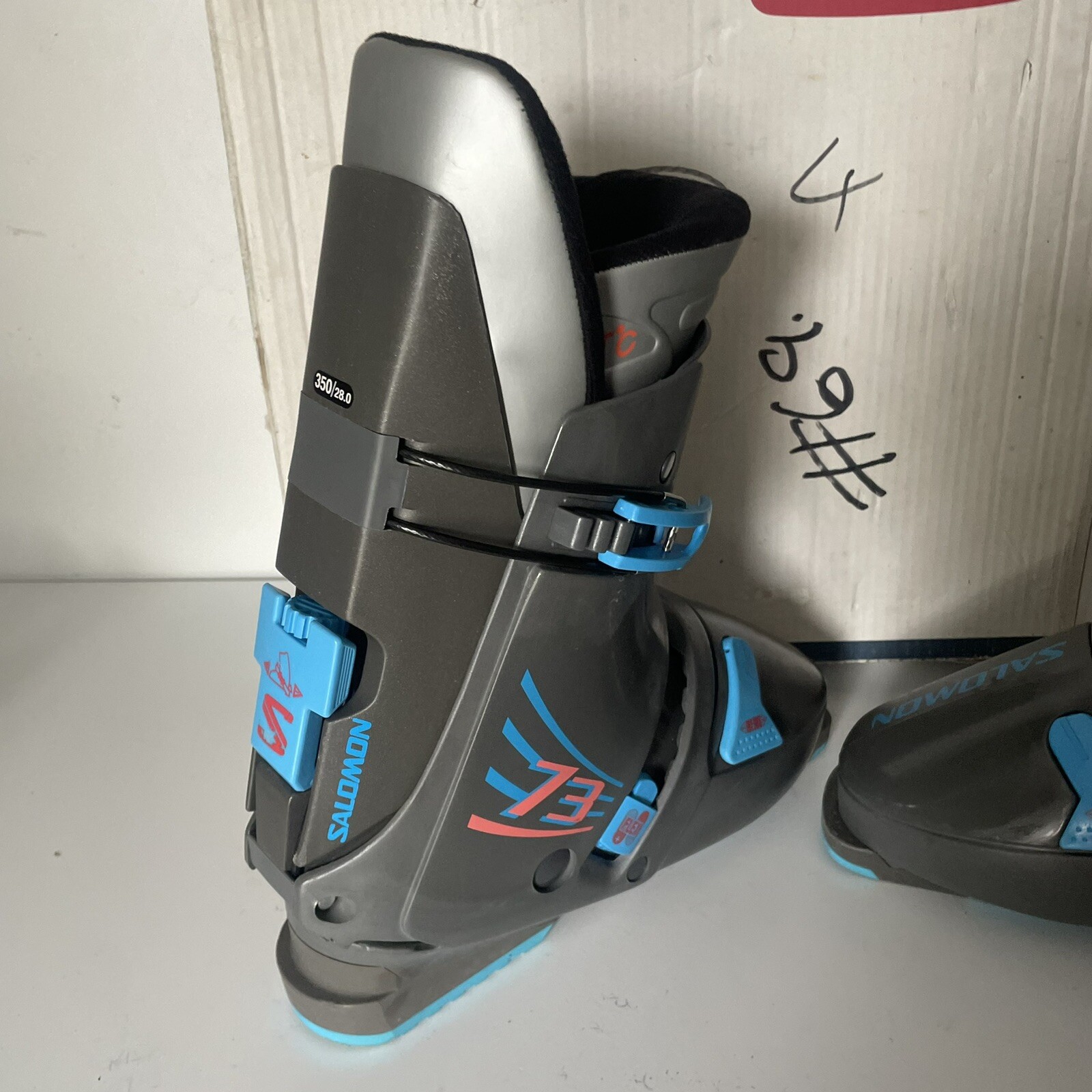 SALOMON 73 Stivali da sci da uomo 28 Mondopoint con Flex Regolabili Grigio & Blu In scatola