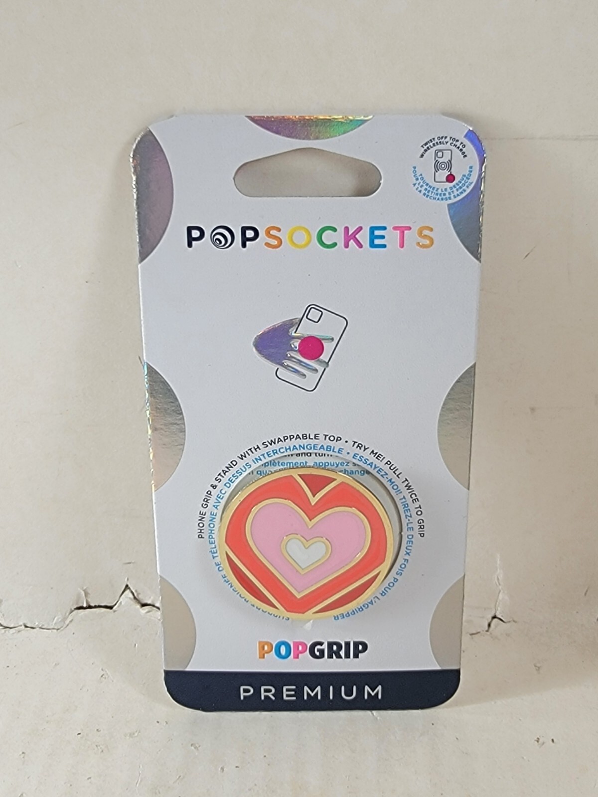 PopSocket Premium Phone Grip Multicolor Heart .. Metal Grip... New-image