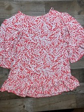 Michael Kors Womens Tile Mosaic Print Cold Shoulder Swim Cover Up S Long Sleeves