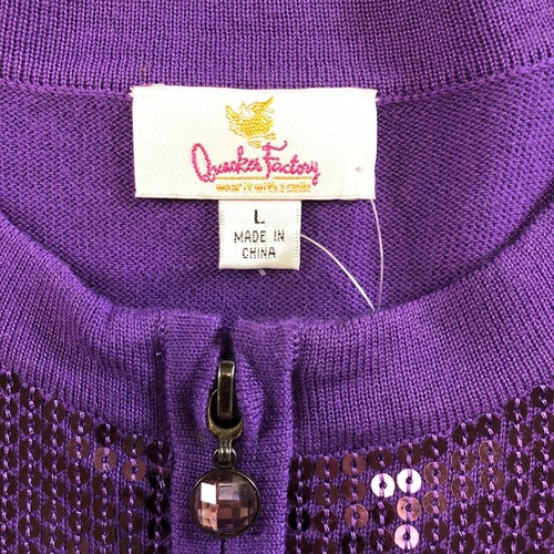 Quacker Factory Womens Cardigan Sweater Sz L Sequin Full Zip Party Holiday NWT - Picture 5 of 14
