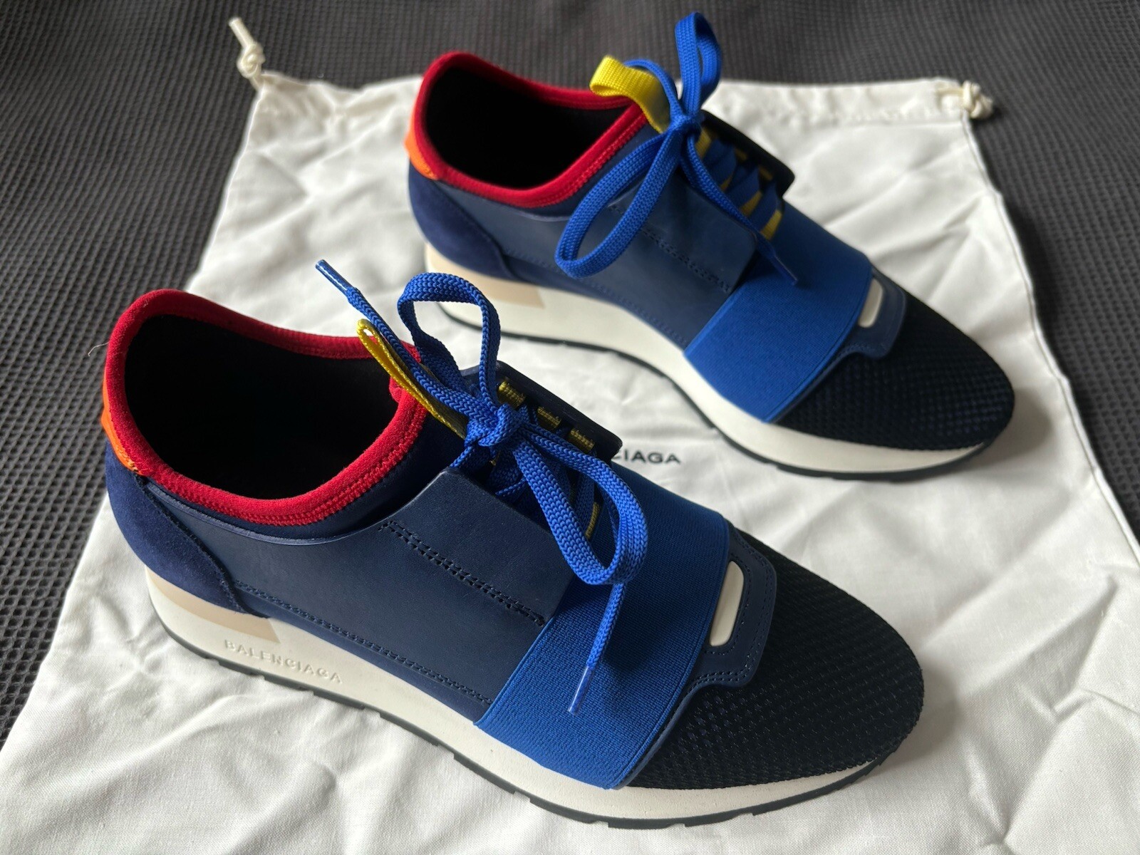 Balenciaga Multicolor Leather And Mesh Race Runner Low Top Sneakers Size 37
