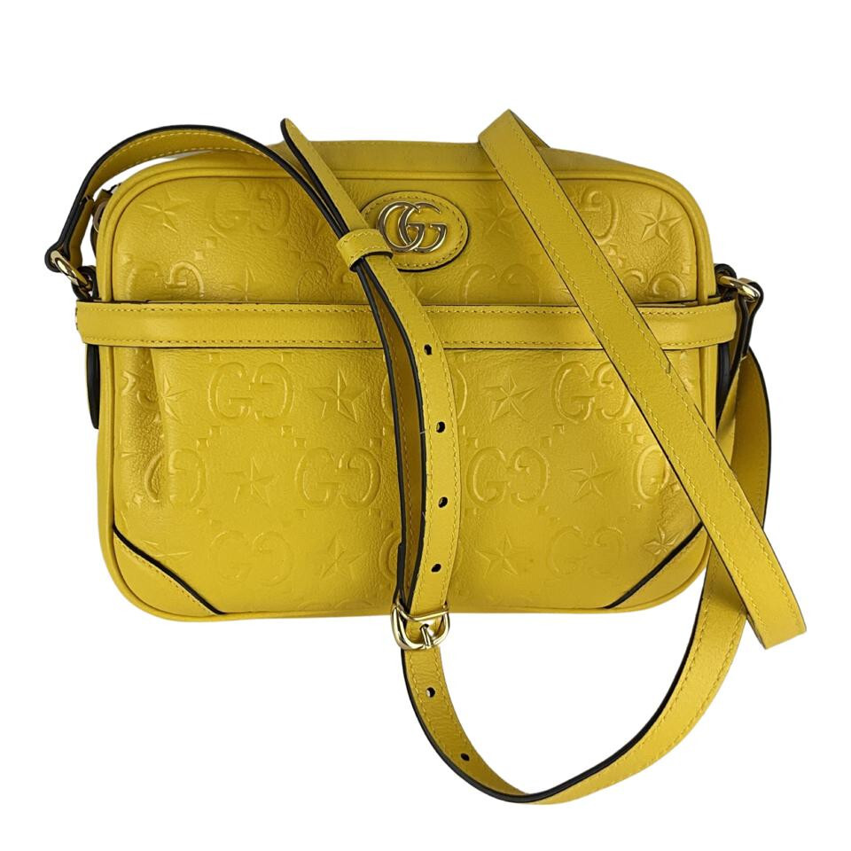 GUCCI★素敵!Yellow GG Embossed Star Cross Body Shoulder Bag Gucci Women's Interlocking GG Star Leather Crossbody Bag