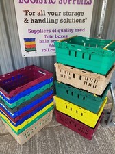 5 x MIXED COLOUR DEEP PLASTIC BALE ARM TRAY / CRATE BOX 60-40-25CM STORAGE 