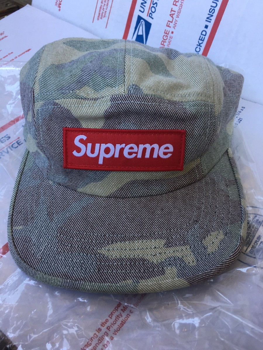 Supreme Washed Out Camo Camp Cap Hat Box Logo SS19 Adjustable 5