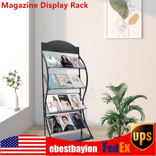 Newspaper Magazine Display Rack Manual Book Shelf Floor-Standing Storage Rack