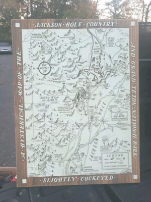 Jackson Hole & Grand Teton National Park Laser Etched HYSTERICAL Map-FIRE & PINE