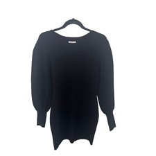 NEW! LEITH Black Sweater Balloon Sleeve Form Fitting Long Sleeve Dress - Large