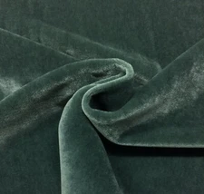 DESIGNER PLUSH MOHAIR JADE TEAL WOOL VELVET FURNITURE DRAPERY FABRIC BY YD 55"W