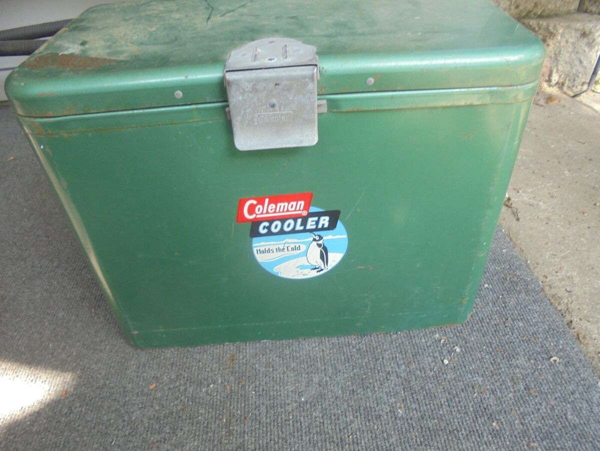 Vintage 1950's Coleman metal cooler with penguin sticker | eBay Vintage 1950's Coleman metal cooler with penguin sticker | eBay