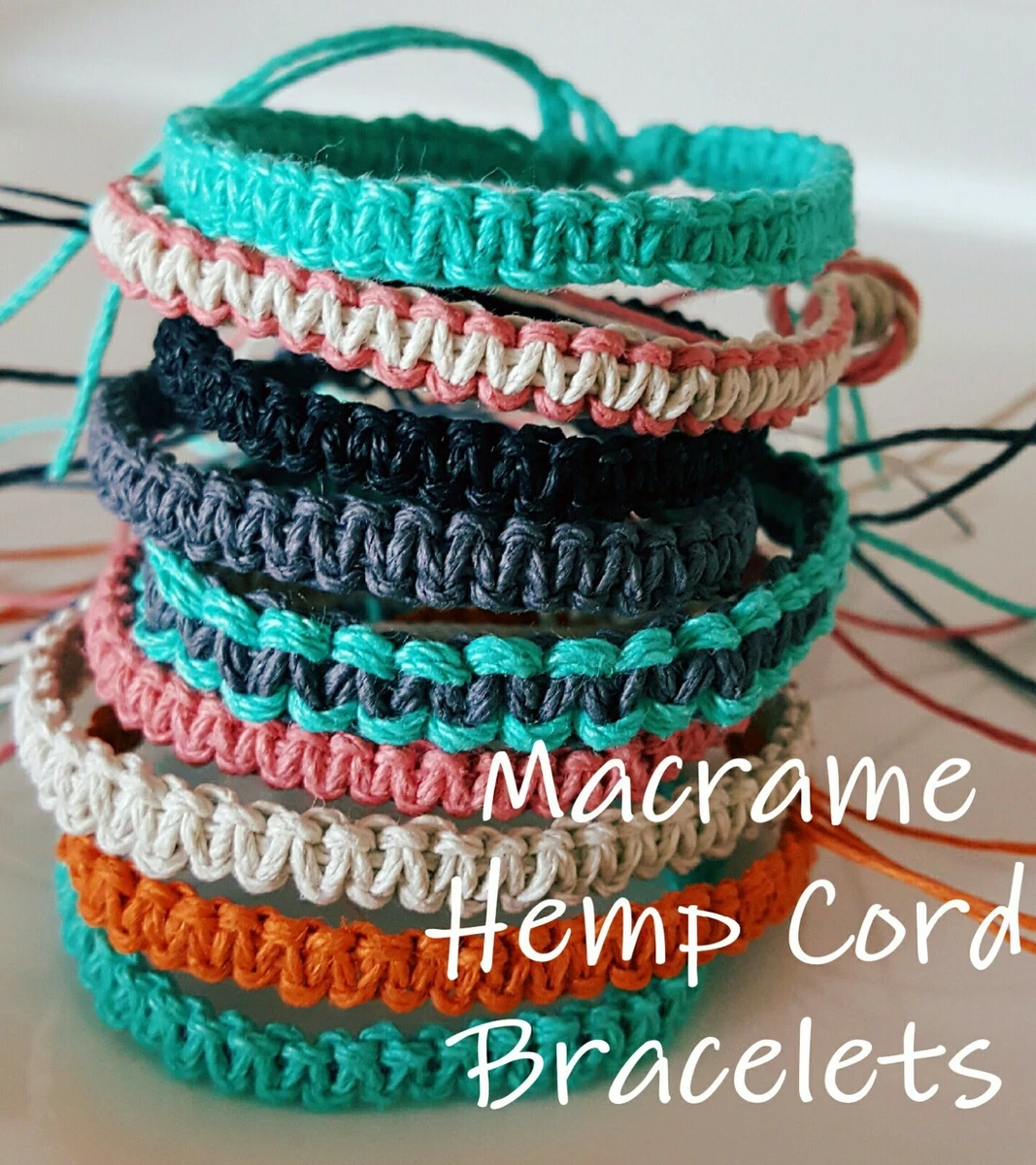 Macrame Hemp Cord Bracelet, Boho, Surf, Beach, Yoga Bracelet NEW CHOOSE UR  COLOR