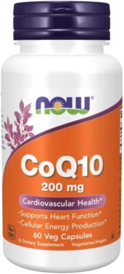 NOW Food Supplements, CoQ10 (Coenzyme Q10) 200 mg, Cardiovascular Health 60 Veg