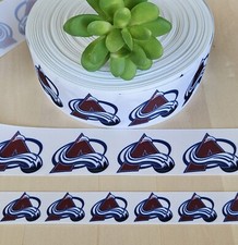 7/8  1.5 1 YD Colorado Avalanche Hockey Grosgrain Ribbon Cheer Bow Lanyard