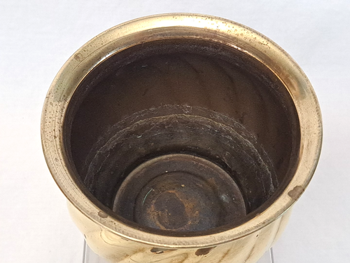 Vintage Small Solid Swirl Brass Flower Pot Planter Gold Vase 4.5" T 4.75" Wide - Picture 6 of 9