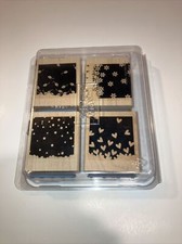 2006 Stampin Up Gently Falling 4 Pc Rubber Stamp Set Snow Hearts Flowers Leaves