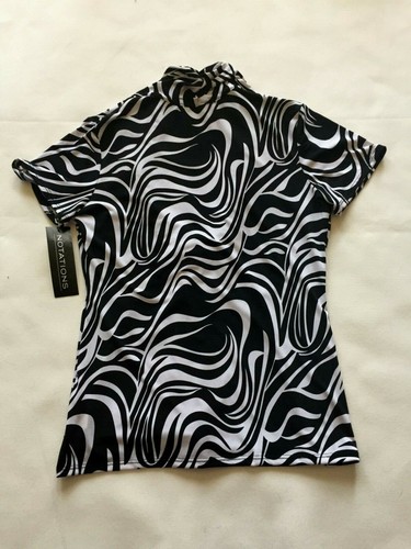 Notations Black/White Blouse, NWT, Front Lined, Zebra Print - Picture 3 of 7