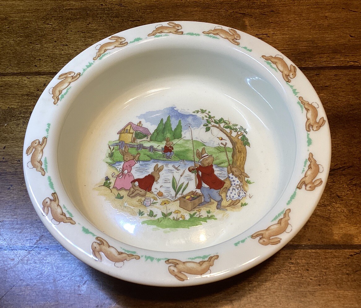 Vintage 1936 Royal Doulton Bunnykins English Fine Bone Child Cereal Bowl - Main Image