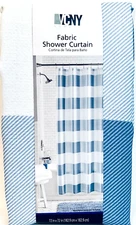 1 Count VCNY Home Fabric Shower Curtain Buffalo Plaid Blue 72" X 72"