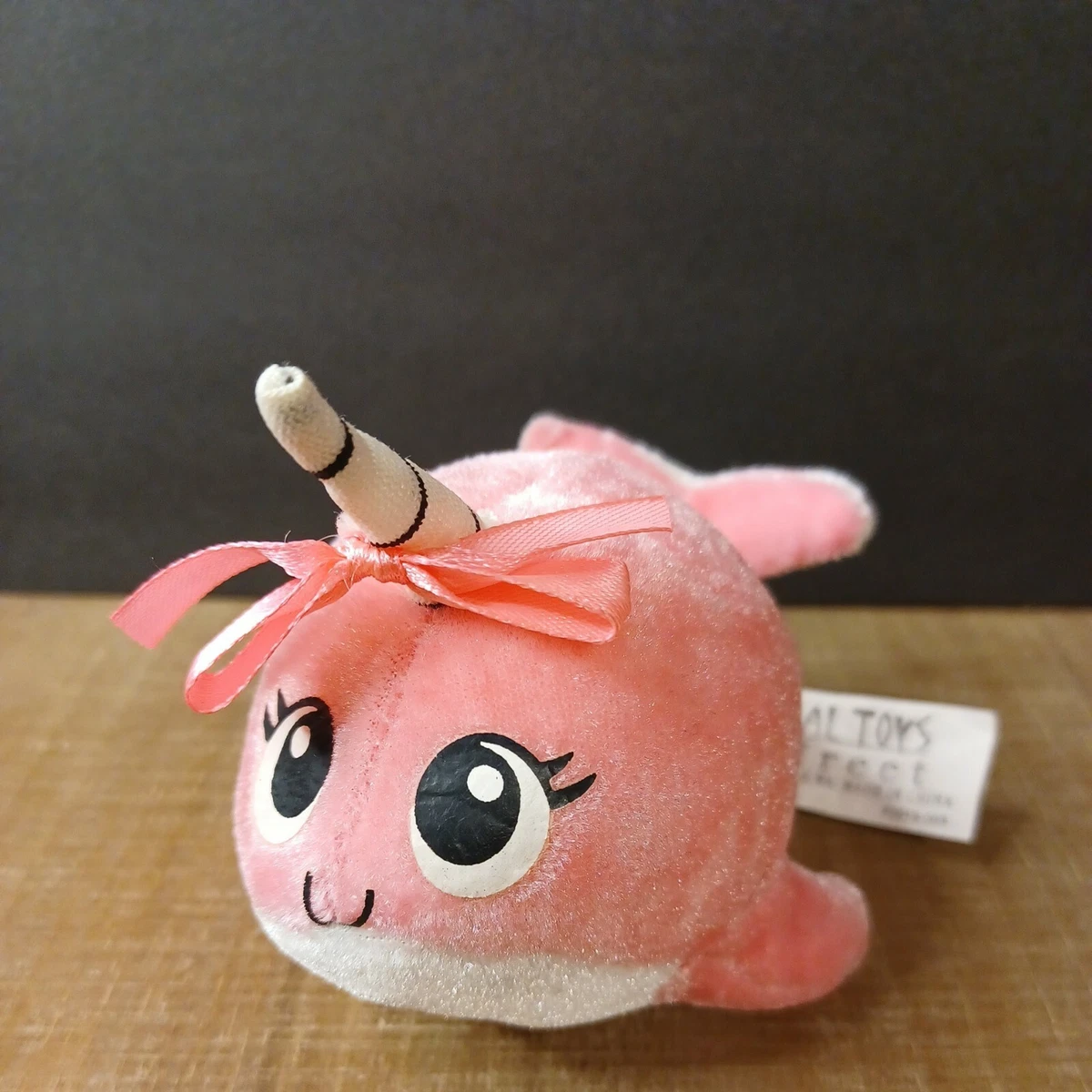 Pink Narwhal Whale Mini Plush Stuffed Animal Ideal Toys Ribbon
