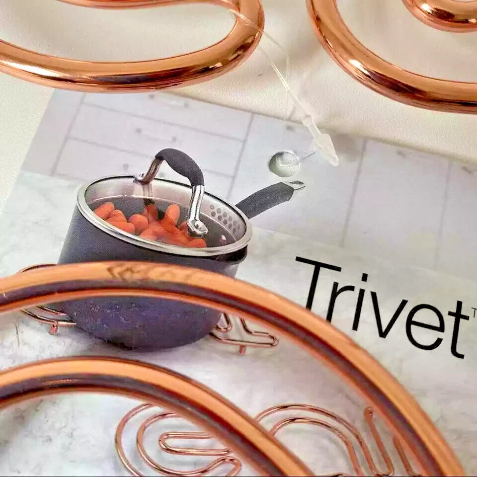 Set of Two Triverts Copper Color Metal Eat Trivet from Spectrum NWT's - Image 2 of 4