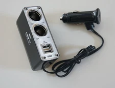CIG LIGHTER POWER Y SPLITTER ADAPTER for GPS PHONE RADAR 2 SOCKET 2 USB CHARGER