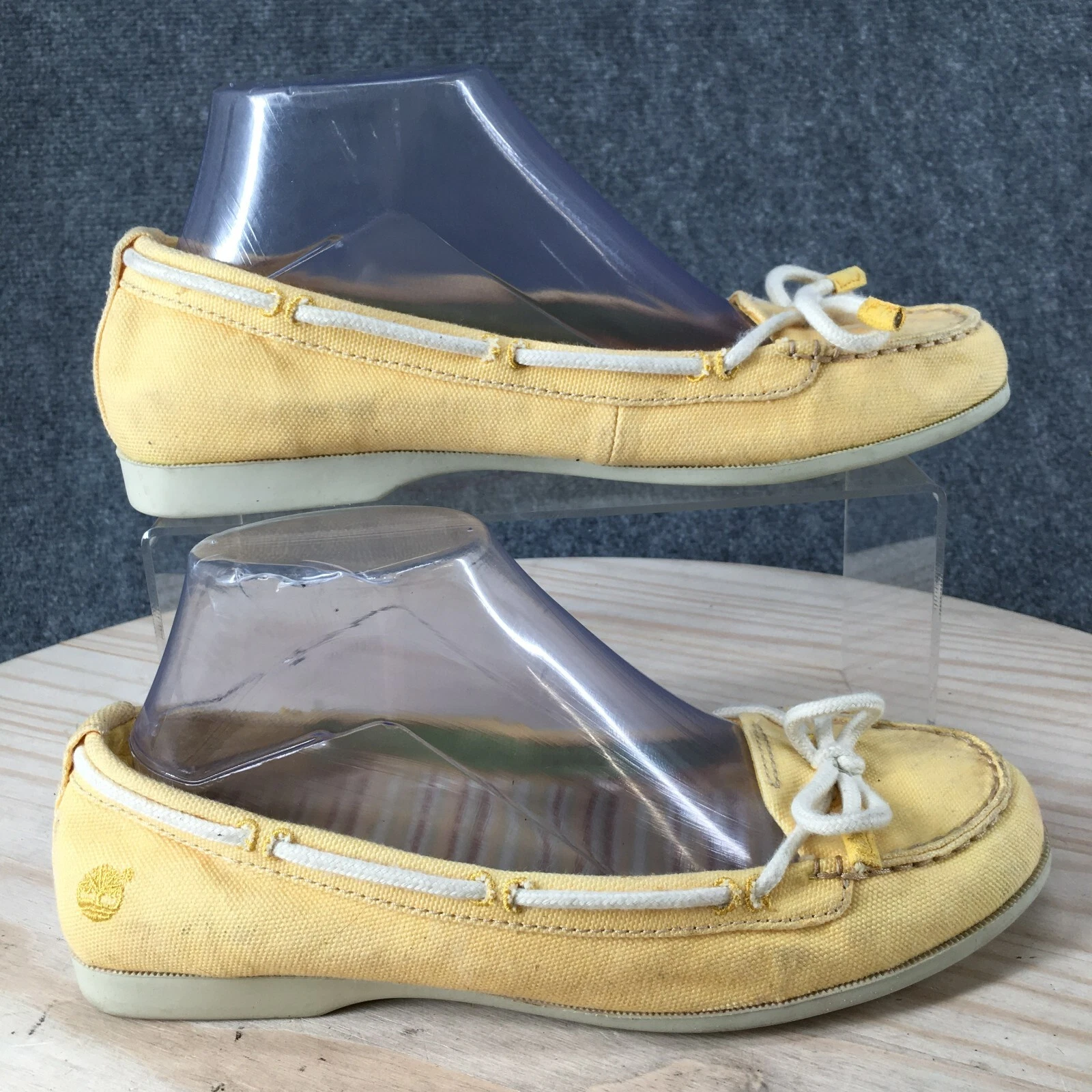 Scarpe Timberland donna 8 M slip on barca giallo finta pelle comfort top basso