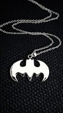 Ladies Silver Tone Batman Necklace
