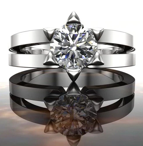 3 Ct Near White Round Cut Solitaire Moissanite Engagement Ring Silver Size 7