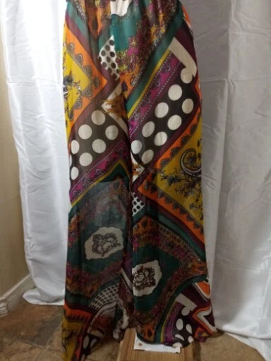 Ark & Co Sheer Jumpsuit Women Small Multicolor Chiffon Sleeveless Strap Neck - Image 2 of 4